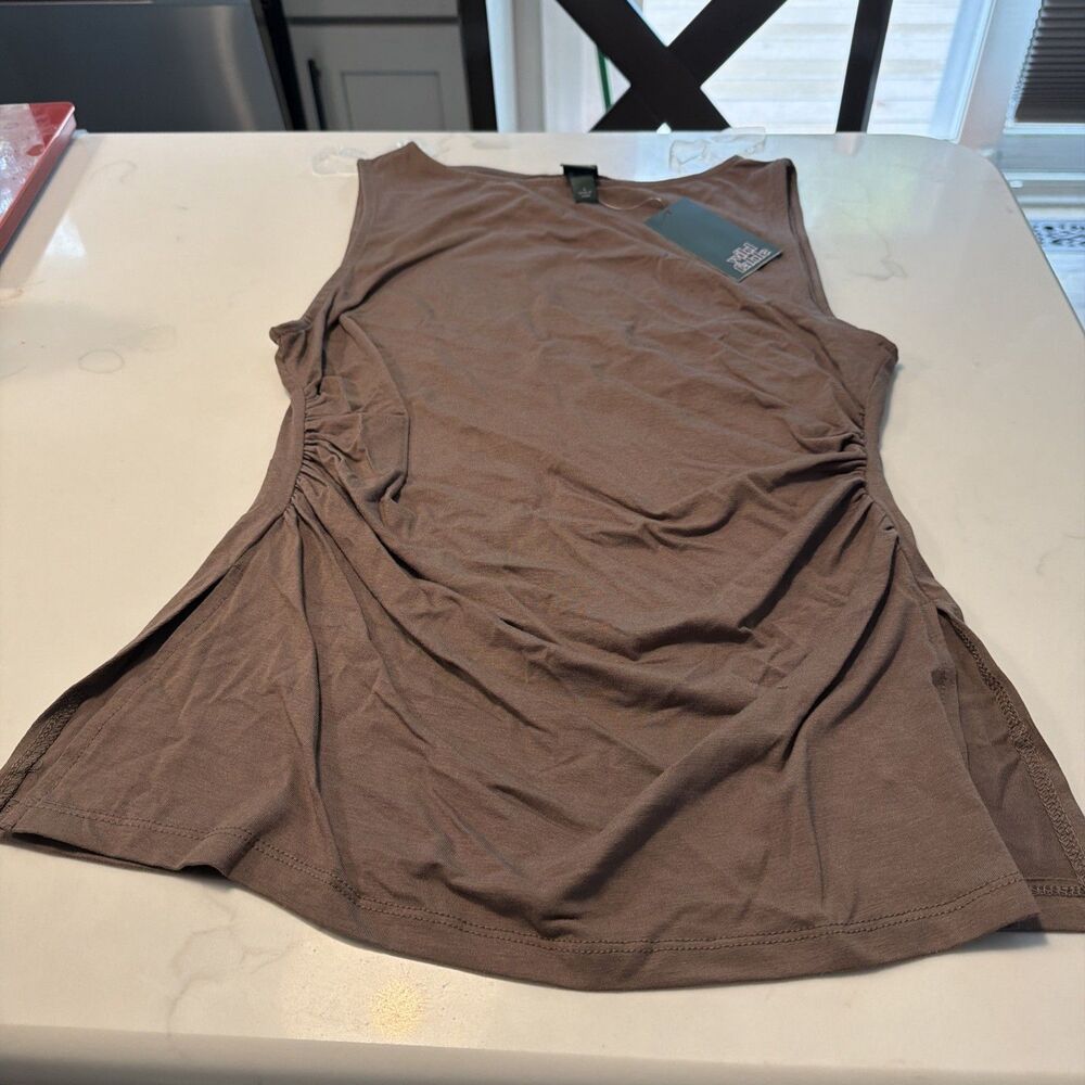 New Women’s Wild Fable Tank Top Lightweight Stretchy Ruched Light Brown sz Small